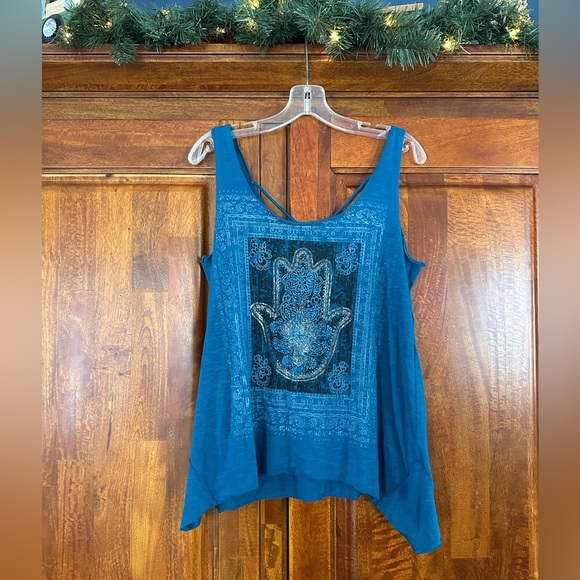 Maurices Tops - Maurices Teal Tank Top with Embroidered Design